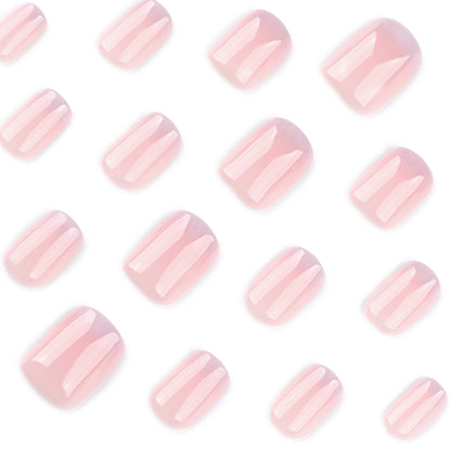 Simple French gradual change light gray purple manicure nail piece short square short fake nail removable wearable nail wholesale｜365nails