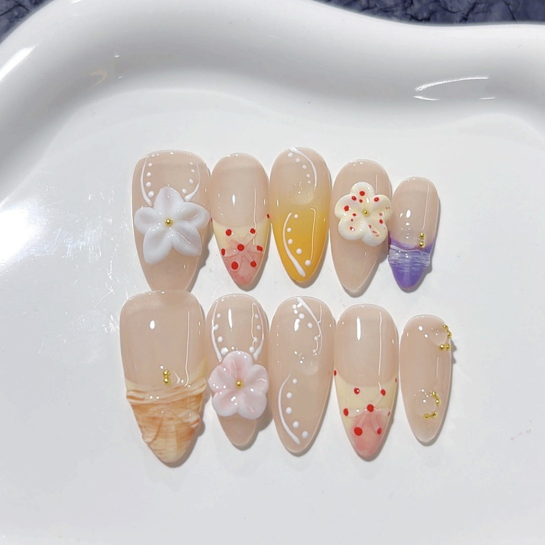 Pastel Garden: "Sussurro Florescente" – Unhas Postiças Longas Amendoada