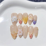 Pastel Garden: "Sussurro Florescente" – Unhas Postiças Longas Amendoada