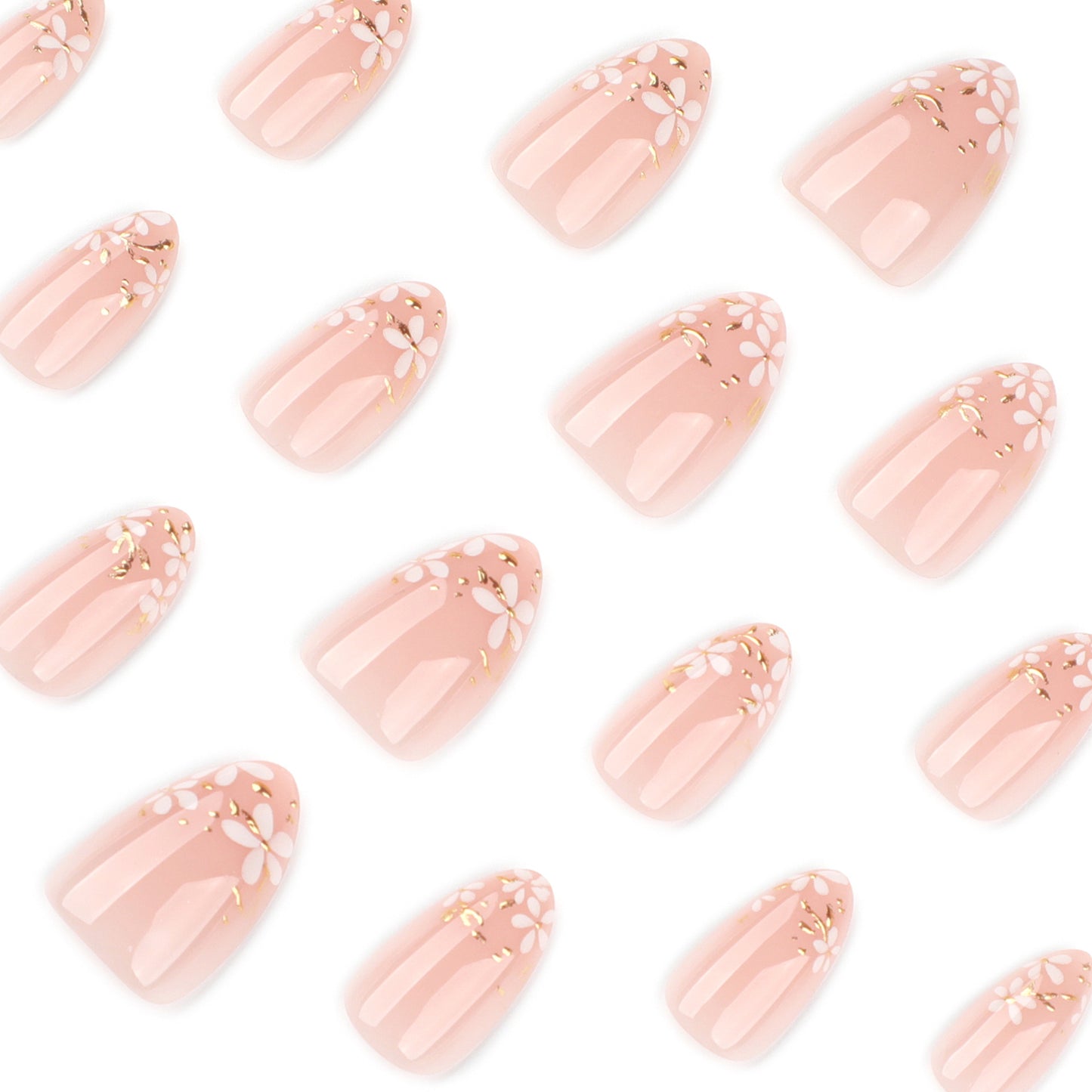 Short Fresh White Flower Simple Almond press-on nails