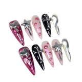 Pegatinas de uñas de Spice Girl con punta larga, hechas a mano, con relieve metálico | 365nails