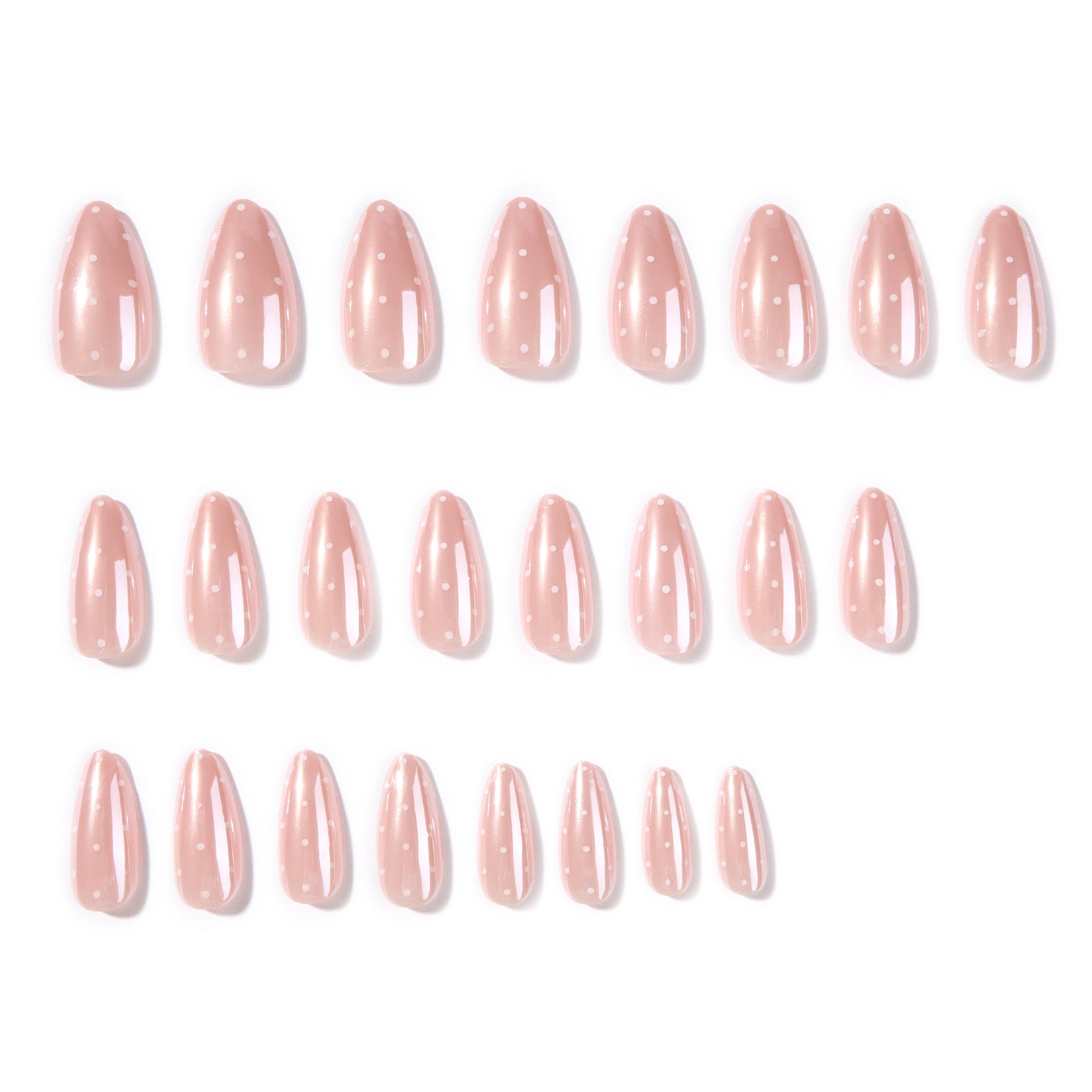 365nails: "Pink Polka Dot Almond" – Natural Press-on Nails