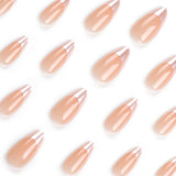 Manicura de uñas postizas sencilla con efecto hielo, uña almendrada, pegatina para uñas, uña francesa, uña francesa, 365nails