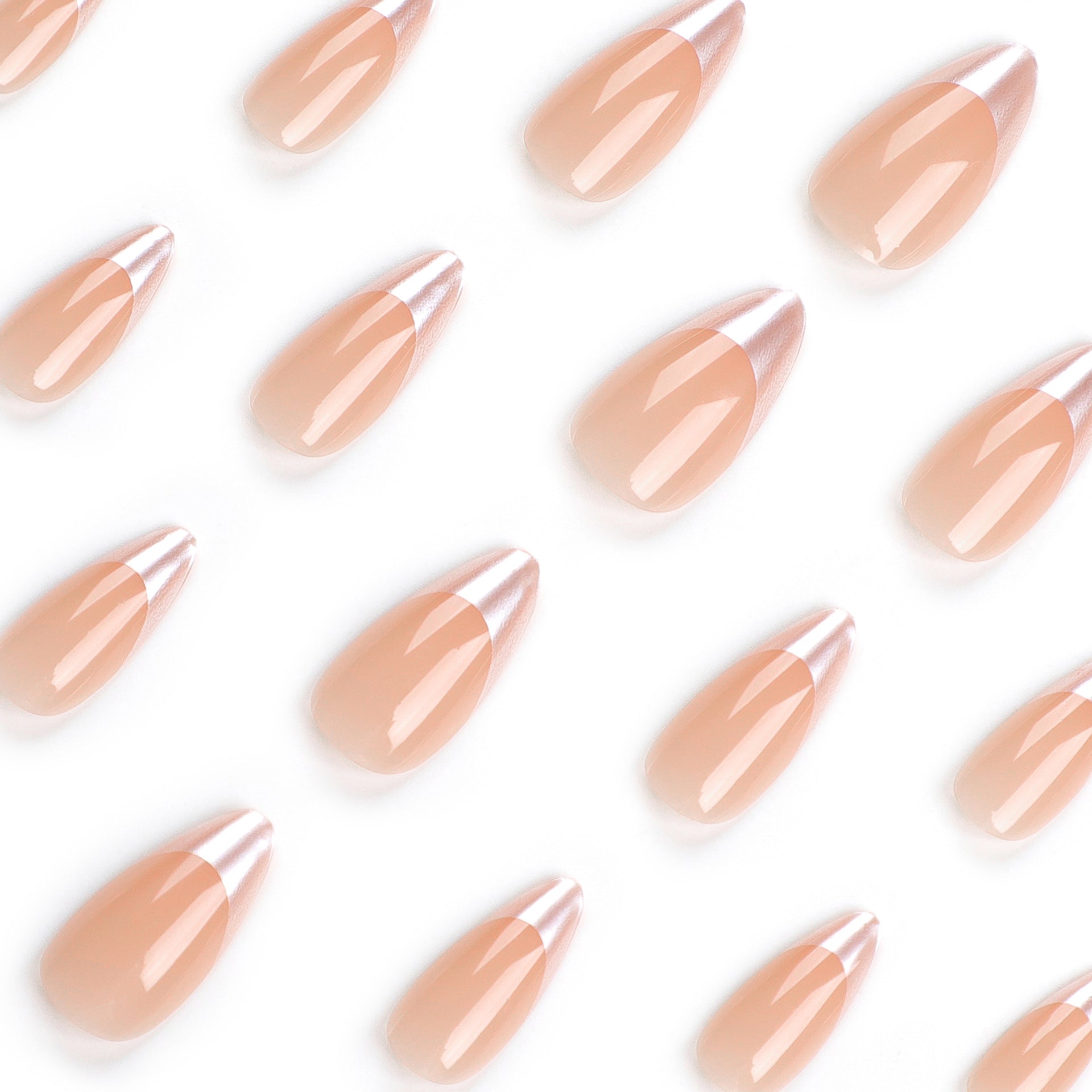 Manicura de uñas postizas sencilla con efecto hielo, uña almendrada, pegatina para uñas, uña francesa, uña francesa, 365nails