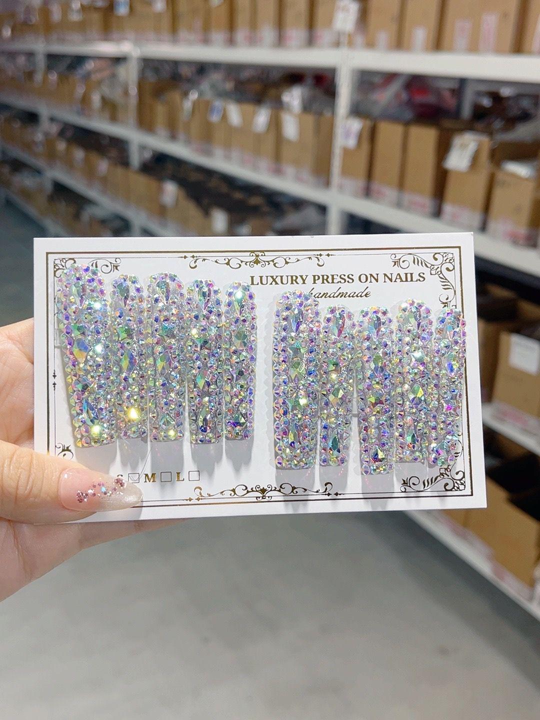 Ultra Sparkle Extra Long Crystal Press On Nails