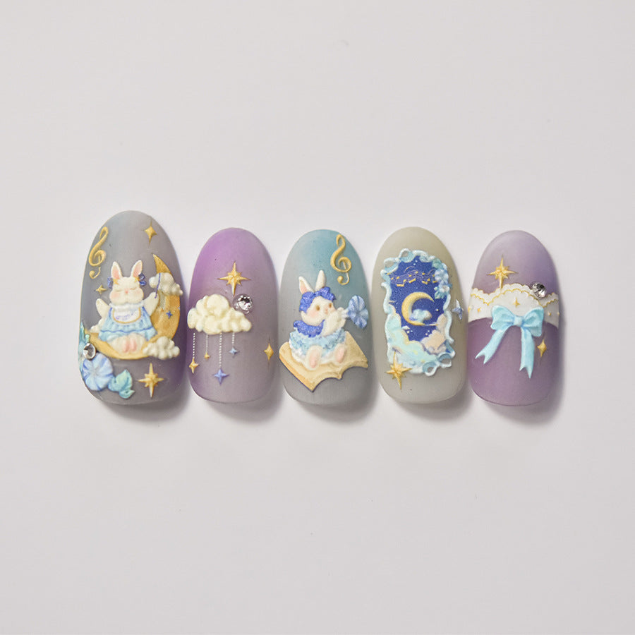 365nails: 몽환적인 토끼와 달 네일 아트 스티커