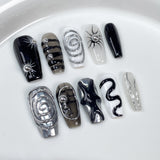 Handmade press on nails dark holy light reflects individuality niche relief manicure  wears fake nails｜365nails