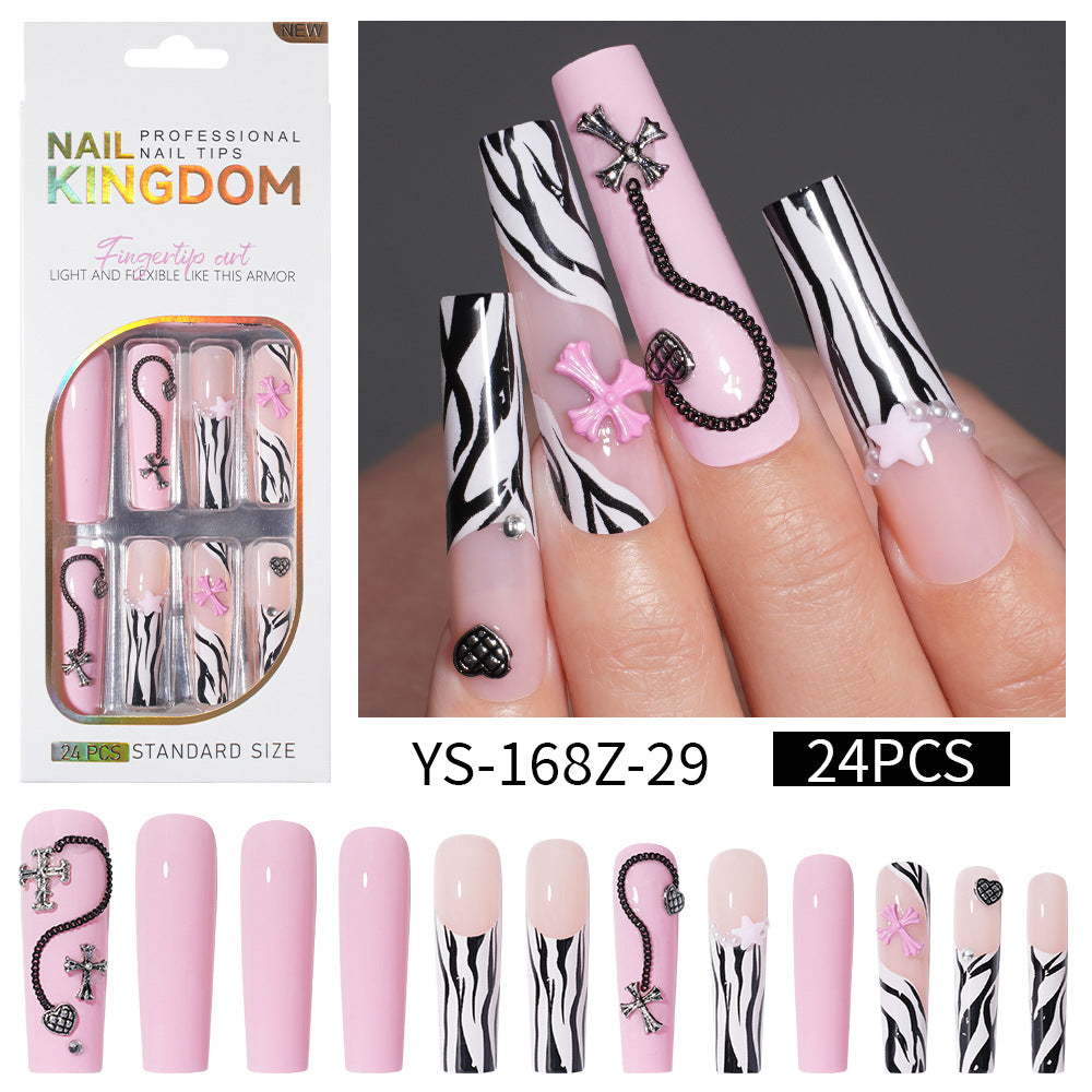 Long press on nails, French versatile patch nail art removable prefabricated fake nail press on nails piece