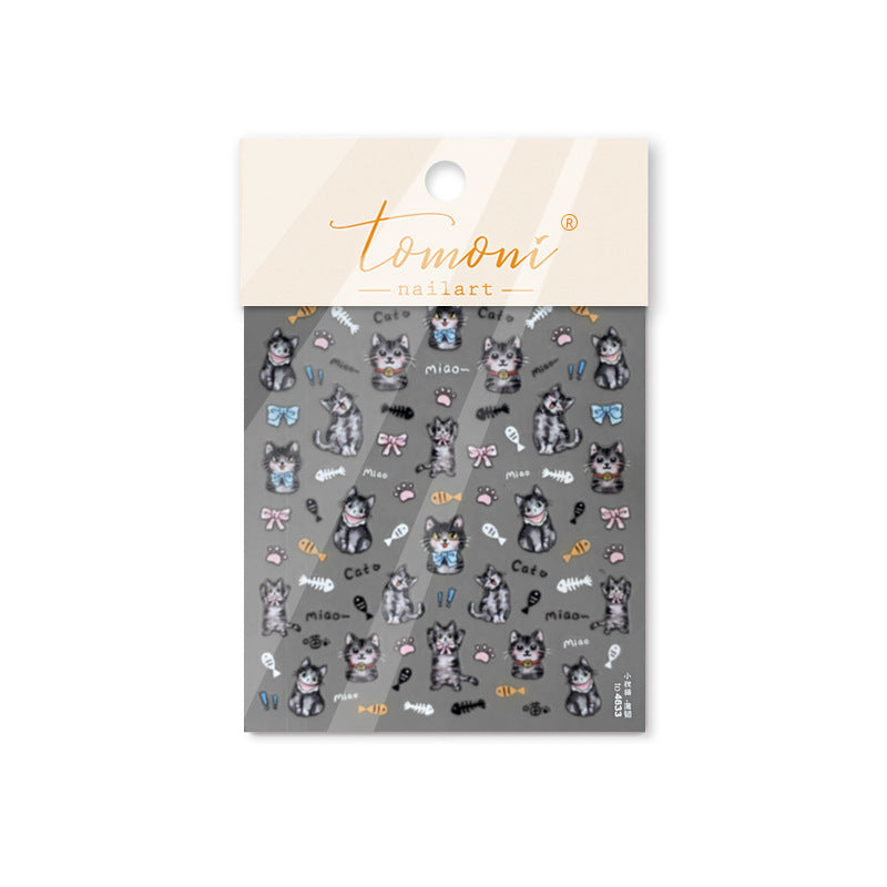 365nails: "Cute Tabby Cat & Fish" – Nail Art Stickers