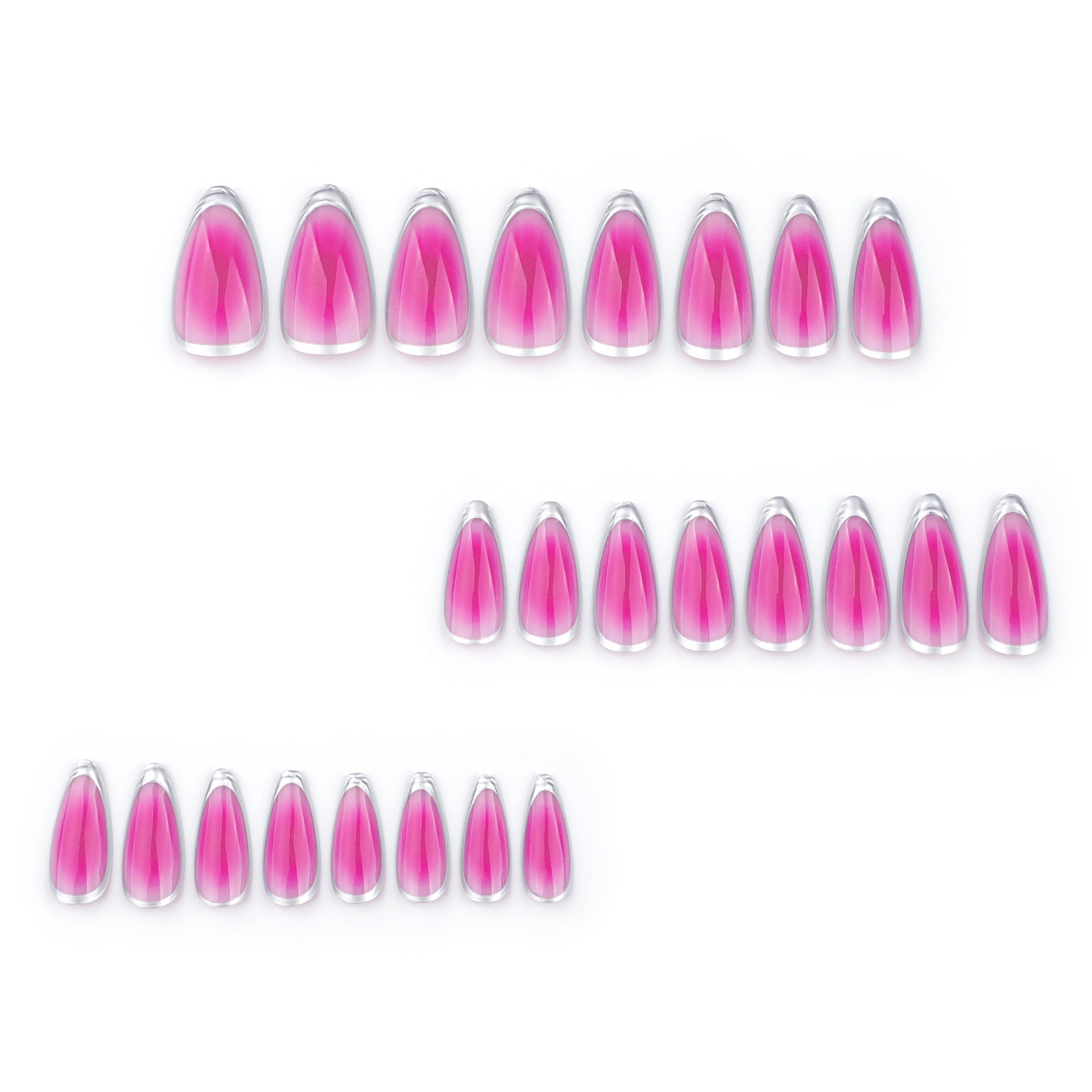 hot-selling  pads, rose red smudge , silver French circle, almond nail pads, wholesale.｜365nails