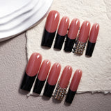 Black Tip Nude Crystal Accent Press On Nails