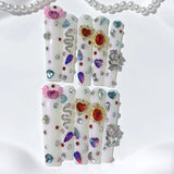 White Crystal Charm Press On Nails