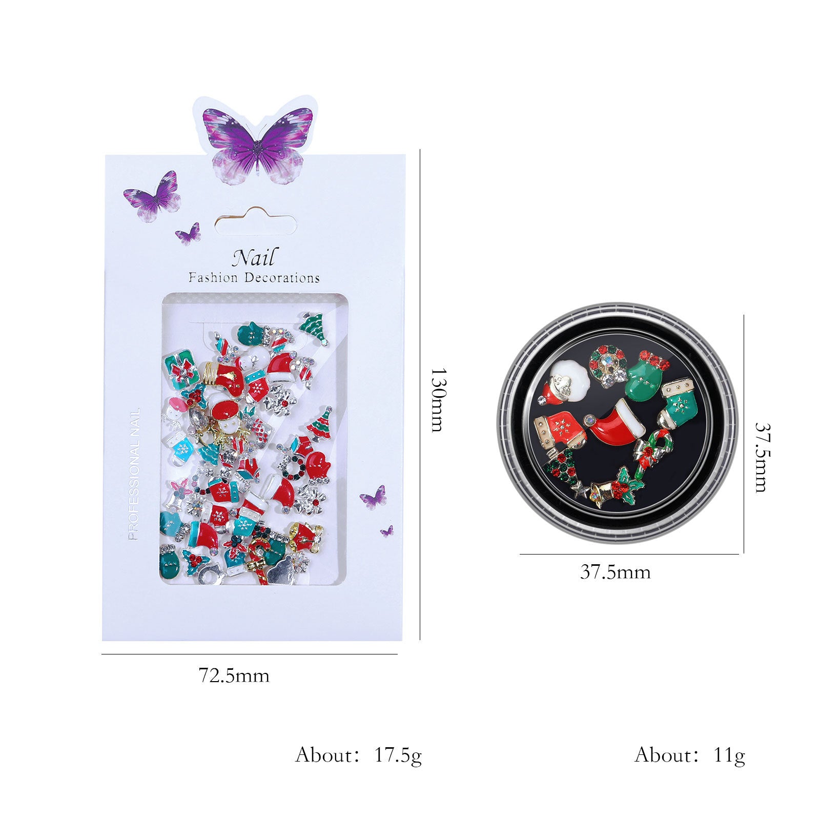 Christmas Nail Charms Mix – Festive 3D Santa & Snowflake Decorations (MOQ=3)