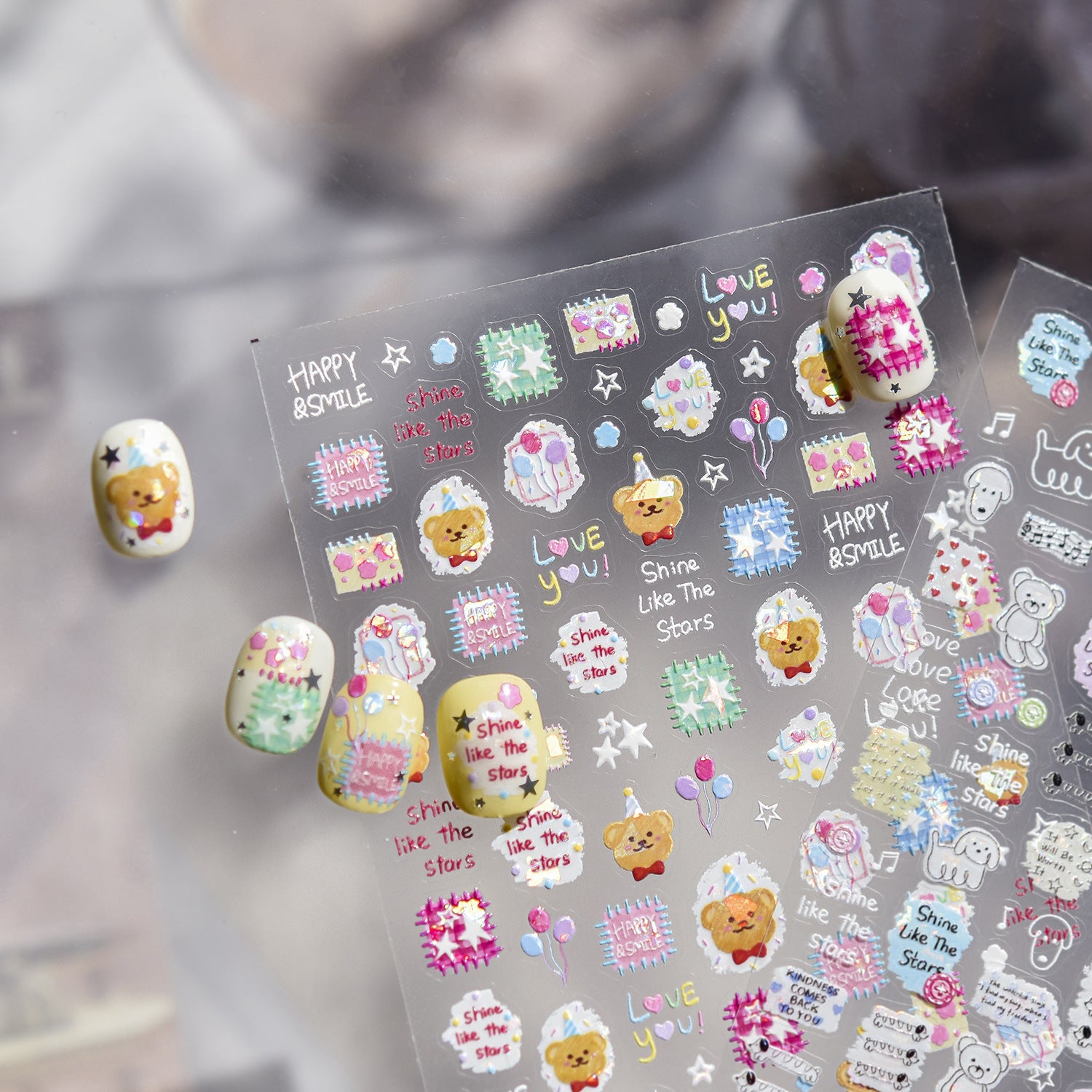 Pastel Plush Animal – Kawaii Cute Nail Art Set
