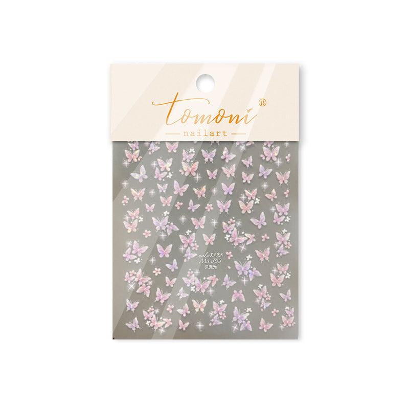 Pastel Butterfly Collection: "Aurora Flutter" – 3D Shell Shine Nail Sticker