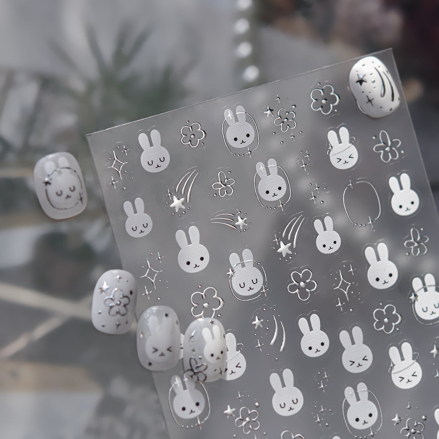 Silver Bunny – Kawaii Cute Nail Art Set