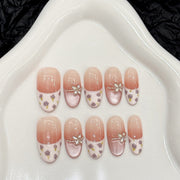 365nails: "봄의 속삭임" – 수제 스퀘어형 그라데이션 꽃무늬 네일