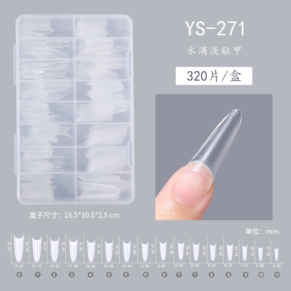 Nail Tips Full number of nail pads, half stickers, shallow stickers, pointed extended models, transparent and seamless 240 pieces, boxed press on nails pads, patch manicures.