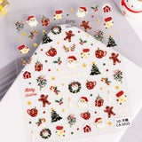 Christmas Atmosphere Nail Art Sticker 5D Embossed Three-dimensional Santa Elk Nail Sticker Ornament CA
