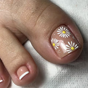 春夏新款｜雛菊 小巧簡約 足部穿戴甲 法式白色 腳趾甲片｜365nails