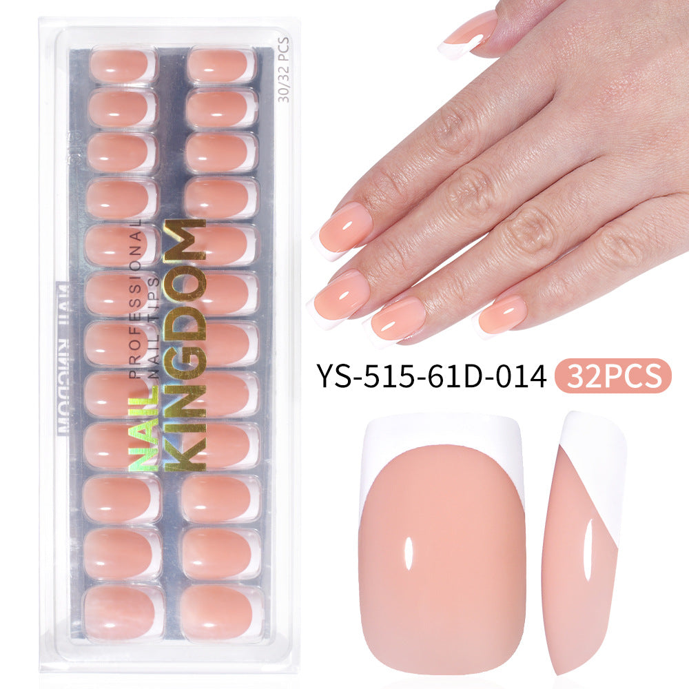 New press on nails French Ultra-thin Short Square False Nails 32 pieces Simple Removable Extension Patch Nail Art