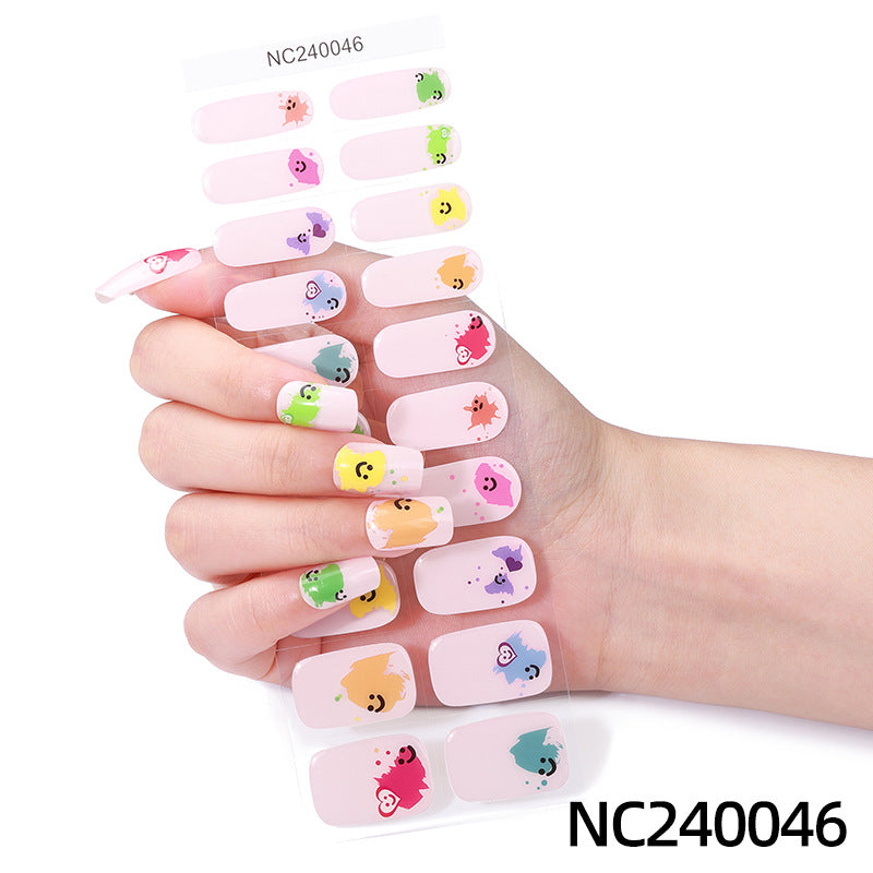 Semi-Cured Gel Nail Strips Foil French Gold Pink Gradient Glossy Set (MOQ=3)