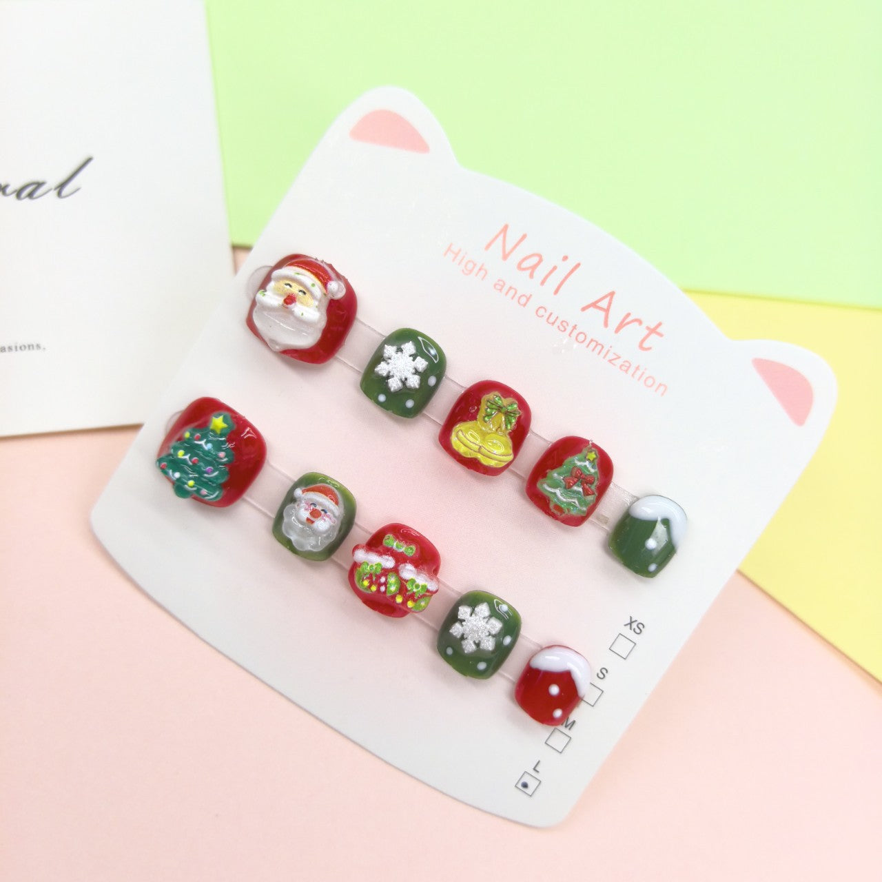Christmas Cute Kids Press On Nails with Festive Icons
