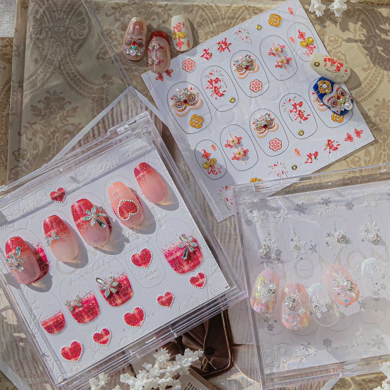 365nails: "set press-on nœud bijou écossais rouge" – Autocollants pour ongles