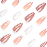 French simple almond nail art nail piece, solid color glitter powder, special nail piece for press on nails, snowflake nail art piece nail sticker｜365nails