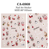 Christmas Themed Nail Art Sticker 5D Embossed Three-dimensional Santa Elk Nail Sticker Ornament CA