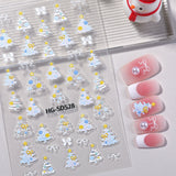 Original Christmas tree manicure sticker 5D relief three-dimensional happy Christmas elements DIY nail sticker HG model