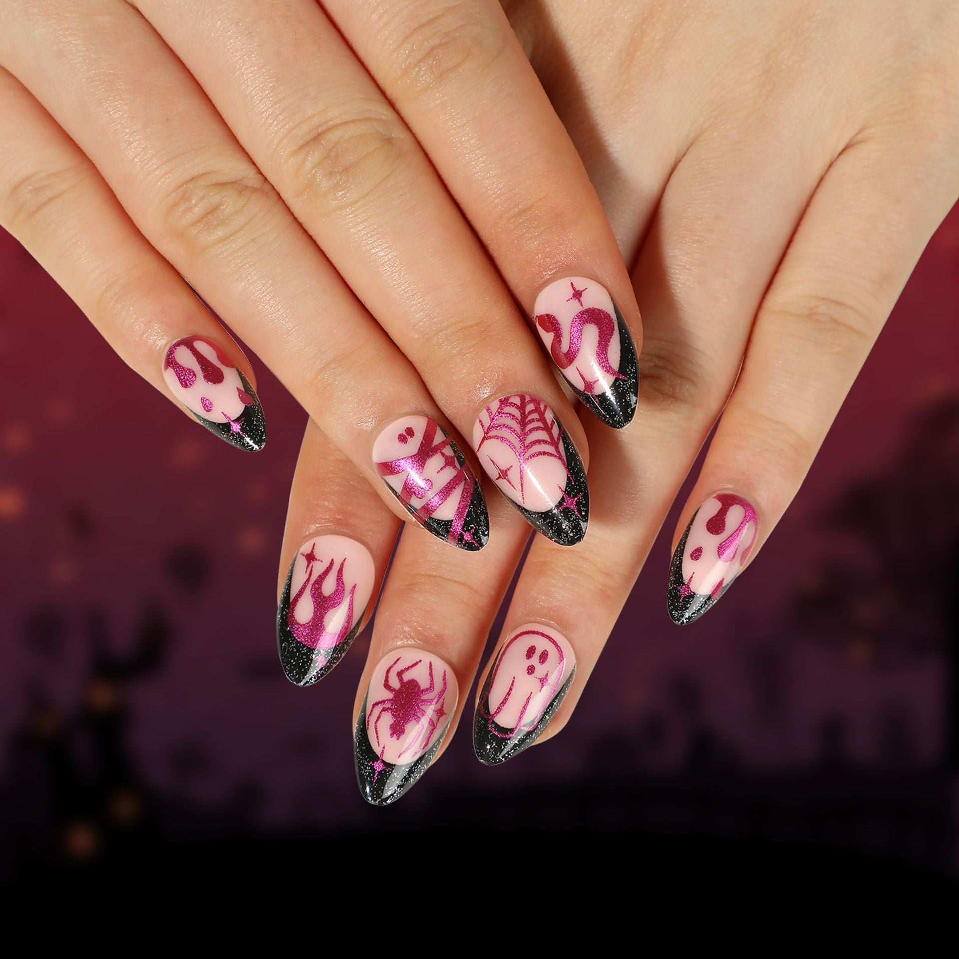 Unhas postiças tridimensionais para Halloween, unhas 3D, folhas de unha de morcego e aranha, atacado ｜ 365nails