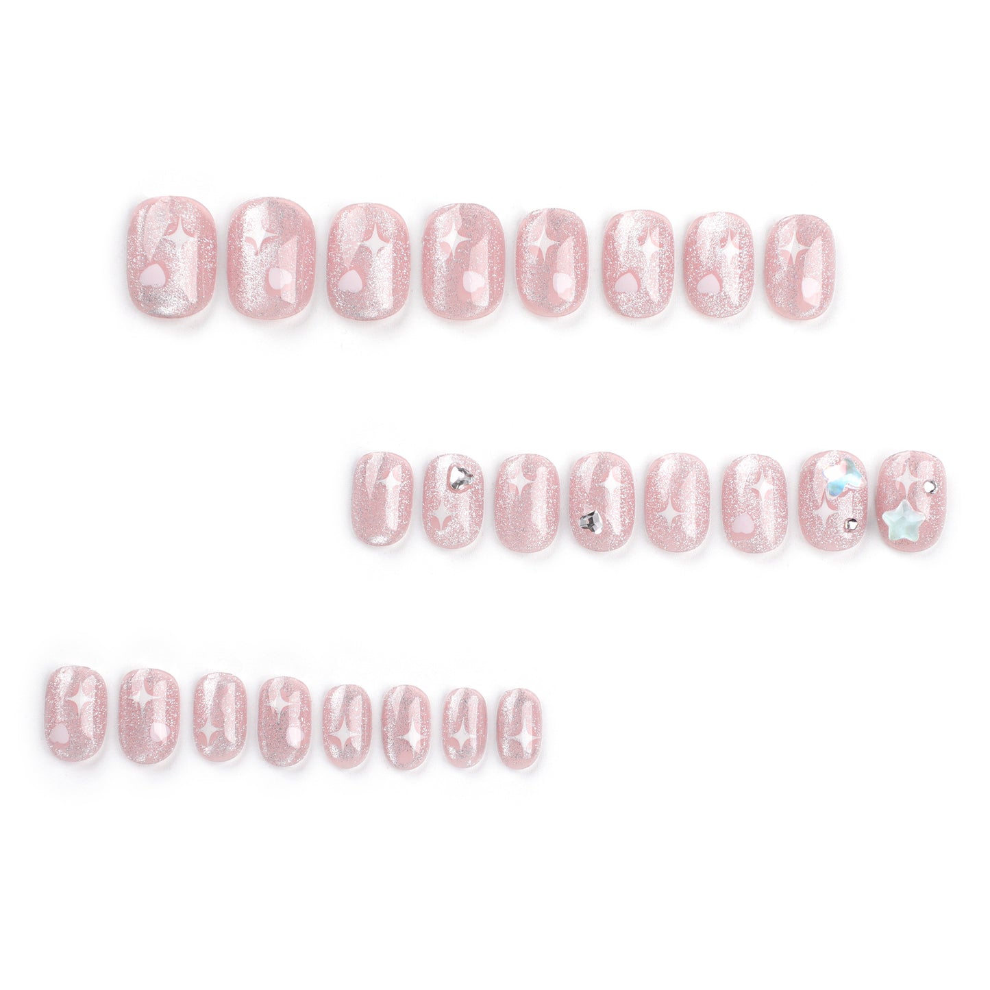 Sweet pink manicure film short love star star five pointed star ins wind press-on nails film press-on nails film｜365nails
