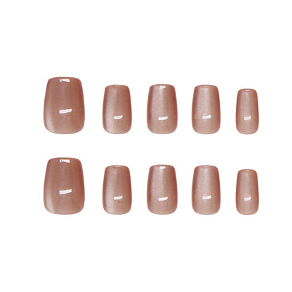 Nail Tips  prefabricated nail, icy and sweet red coffee cat eye, solid color temperament girl  press on nails 30 pieces｜365nails
