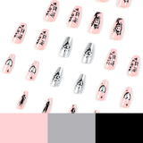nails patch press on nails pink nails piece black cartoon graffiti silver love ins wind press on nails nails｜365nails