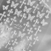 365nails: "White Cross and Butterfly Crystal" – nail art stickers