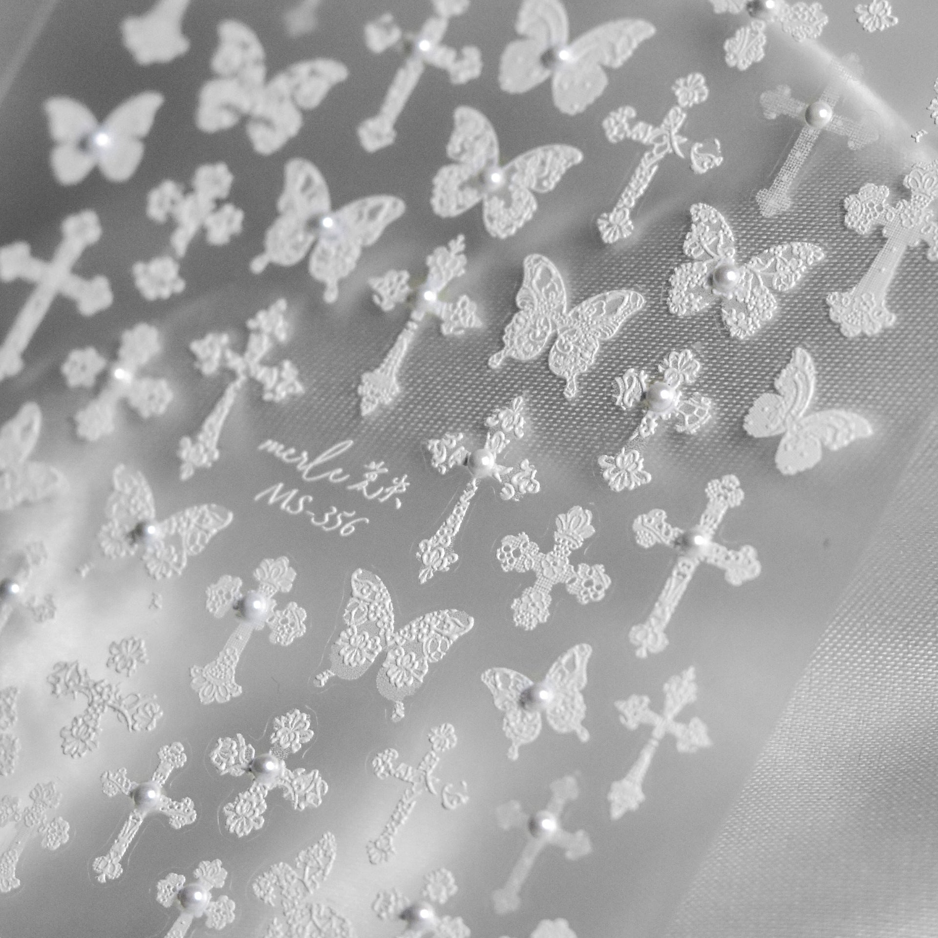 365nails: "White Cross and Butterfly Crystal" – nail art stickers