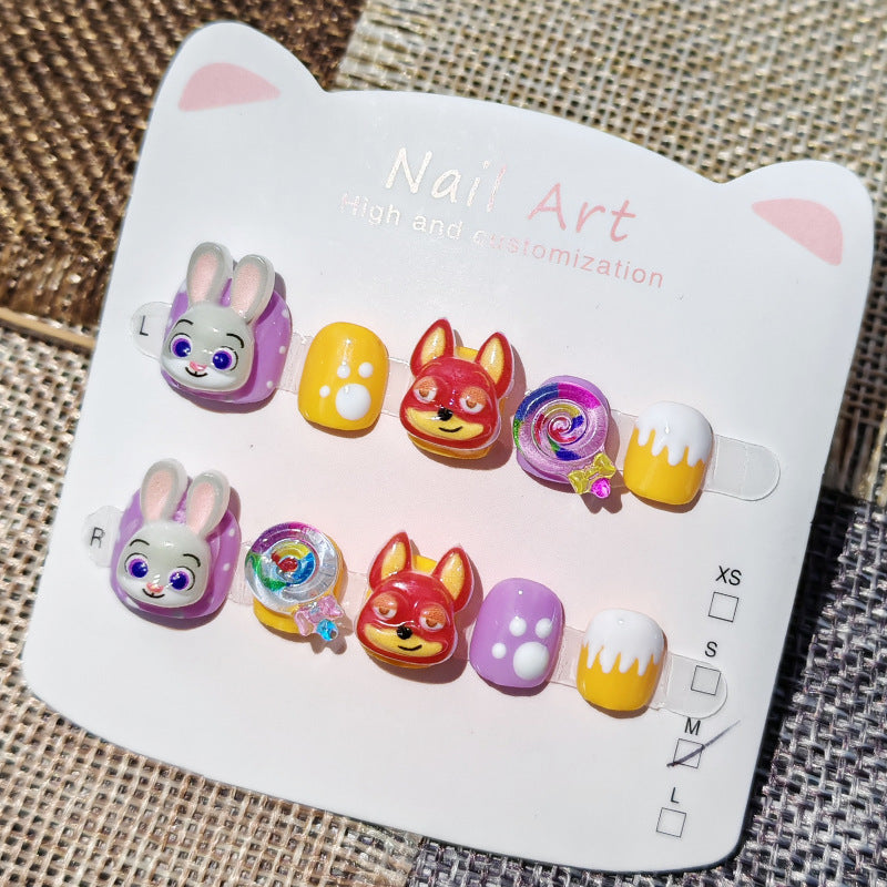 365nails: "zootopia buddies" – short round handmade kids press-on nails