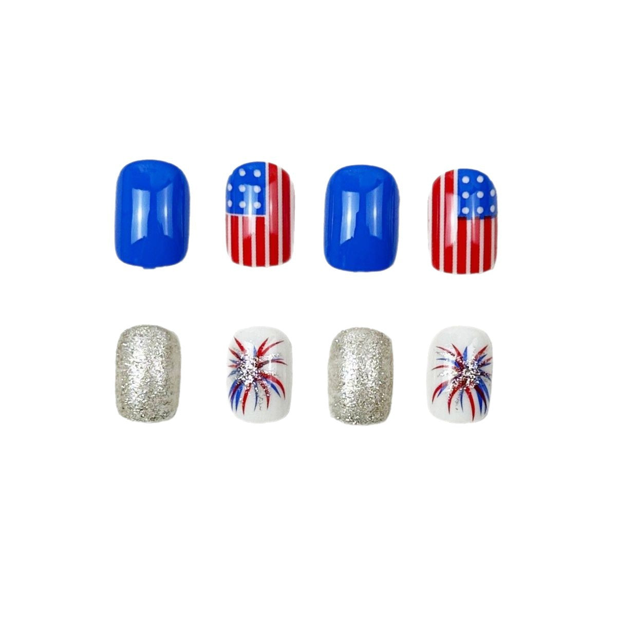 365nails: "Patriotic Stars" – Graphic Star & Polka Dot Printed Squoval Nails