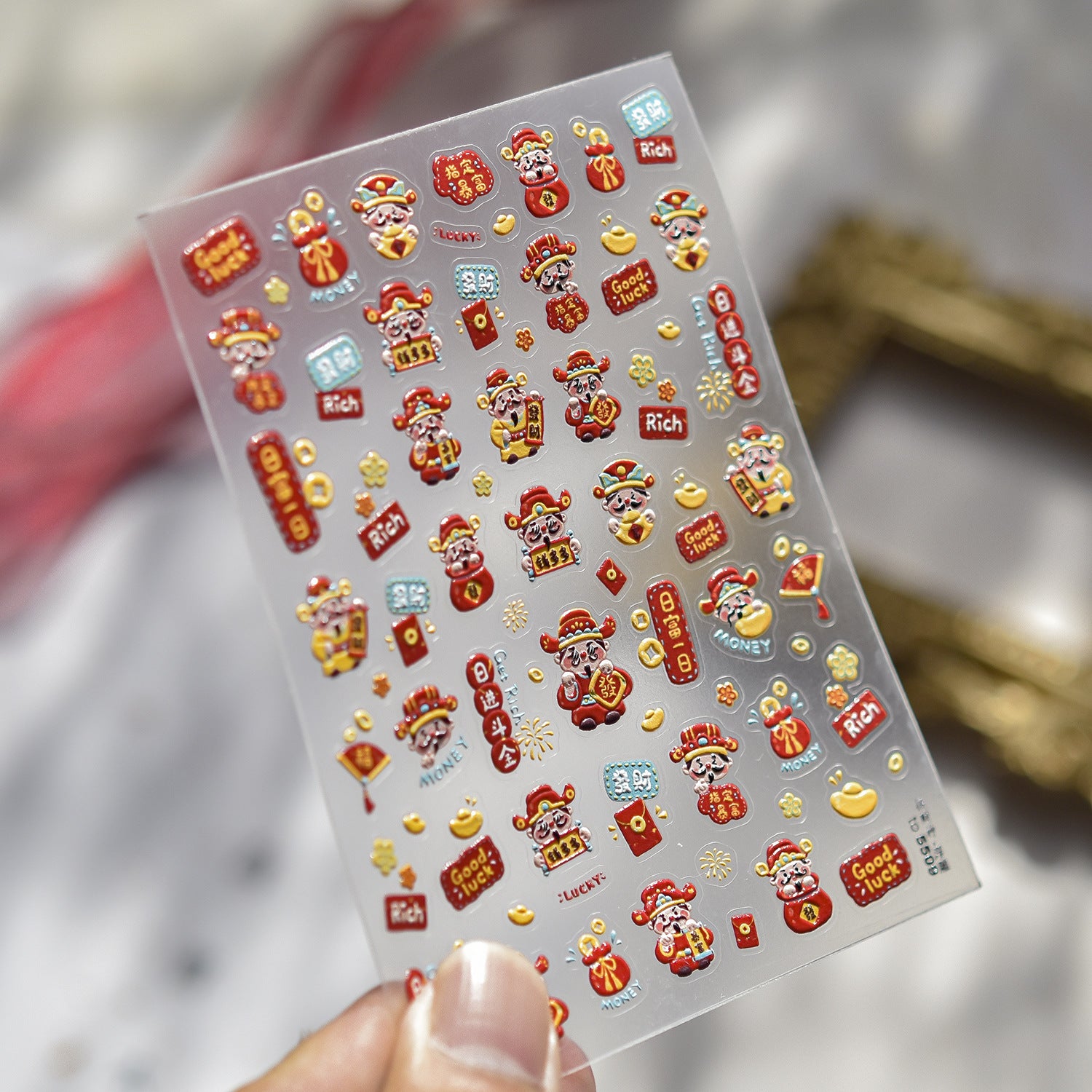 招財系列：「財神」 – 3D 浮雕指甲貼