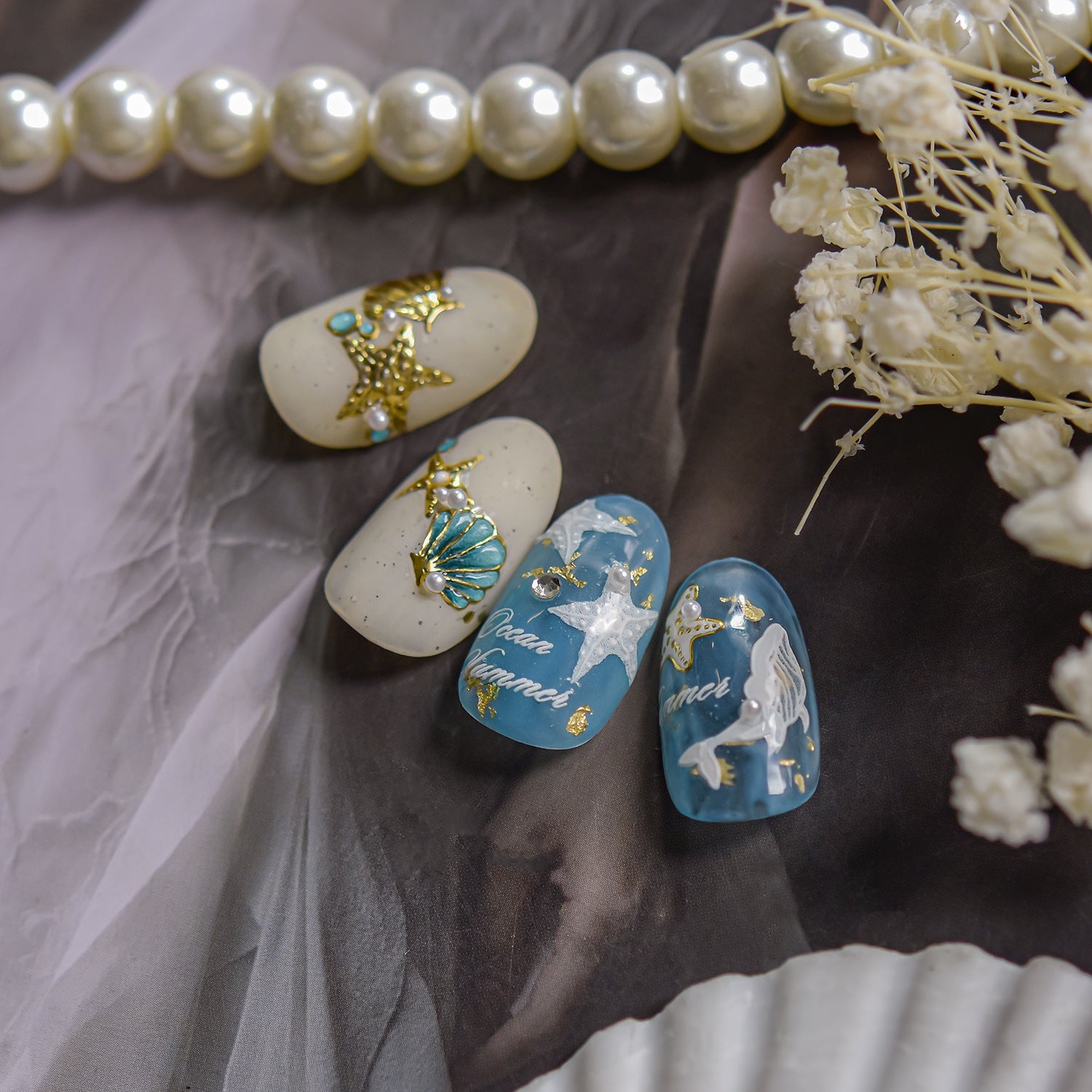 Ocean Treasures: "Seaside Glow" – 5D Metallic Nail Sticker