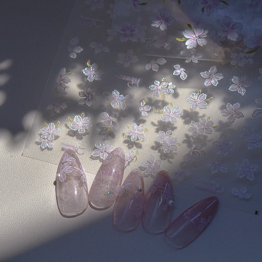 365nails: "fleur de jasmin blanc holographique" – Autocollants pour ongles