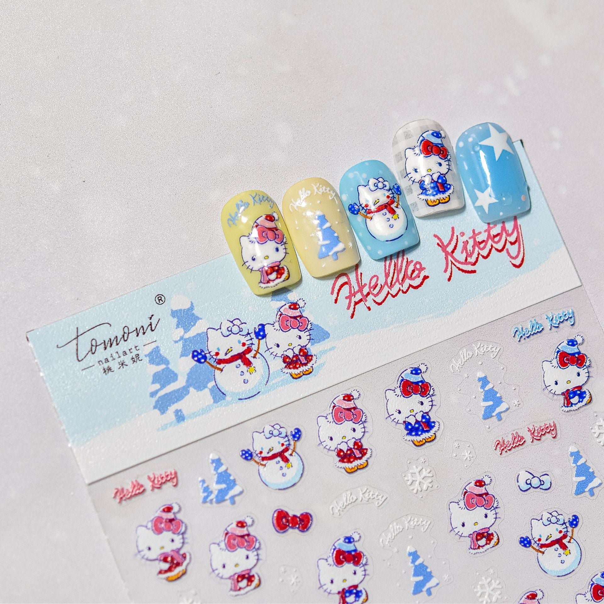 Hello Kitty Winter: "Snowy Pink" – 3D Embossed Nail Sticker