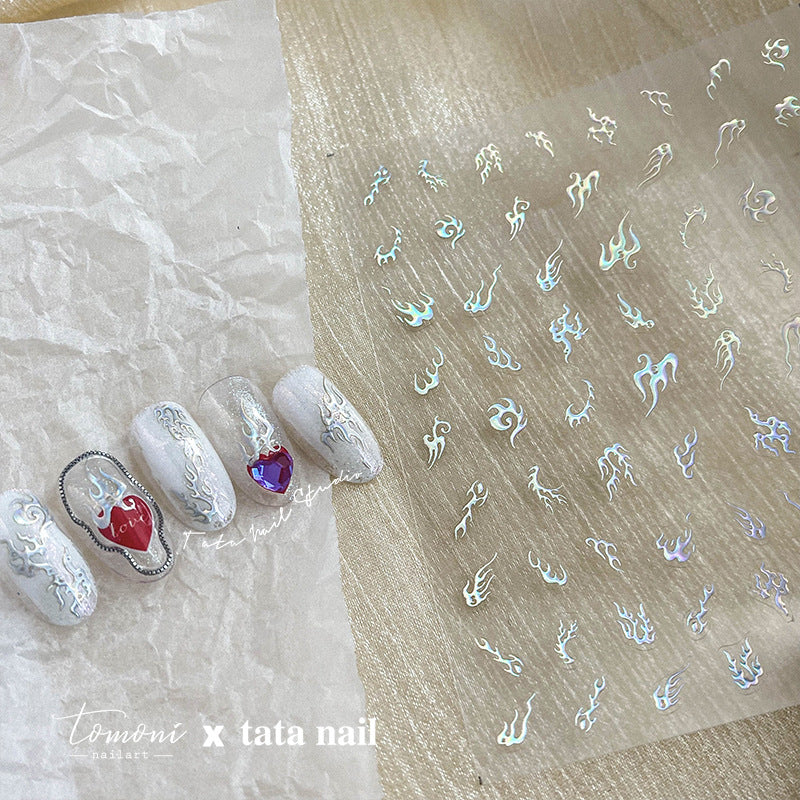 Holographic Flames – Y2K Nail Art Accent Set