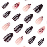 Wine Red Floral Accent Nails with Chic Mixed Design