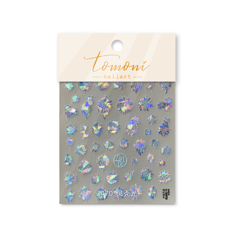 Shell Firework Collection: "Iridescent Sparkle" – 3D Holographic Nail Sticker