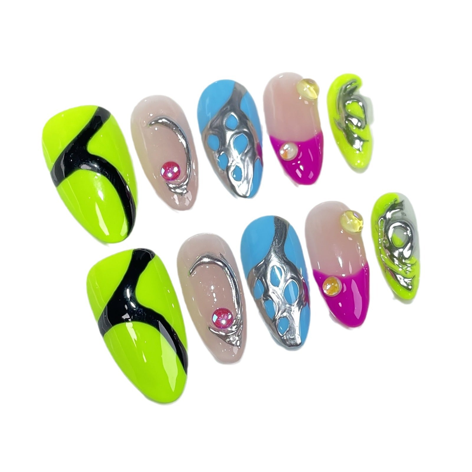 Sweet Cool Spice Girls  Almond Nail  Relief Handemade press on nails Wholesale Reusable Nail Patch｜365nails