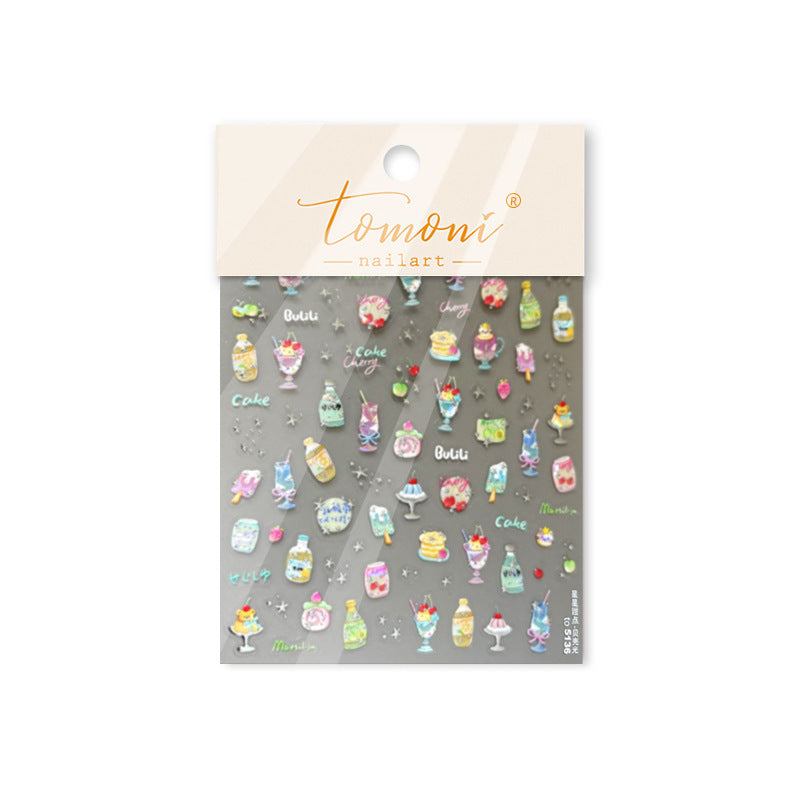 Summer Drink Collection: "Refreshing Summer Drink" – 3D Embossed Nail Sticker