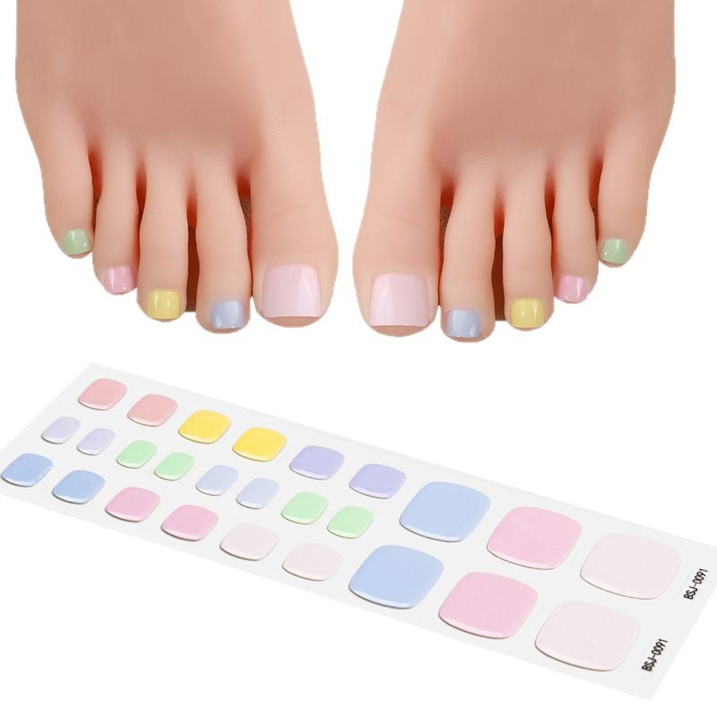 Semi-Cured Gel Nail Strips Toe Nails Pure Color Mismatch Glitter Glossy Set (MOQ=3)