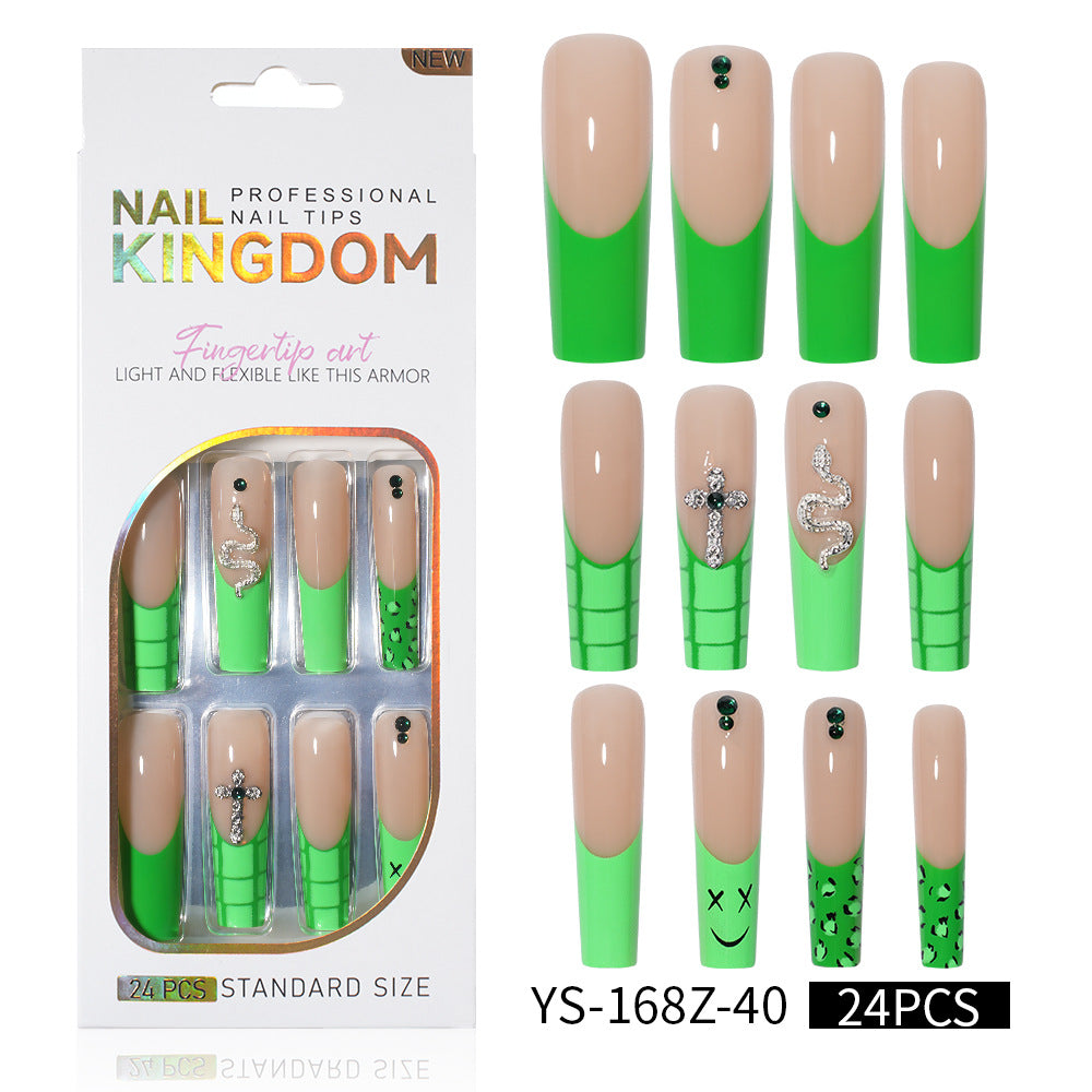 Long press on nails, French versatile patch nail art removable prefabricated fake nail press on nails piece